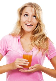 Funny Girl With A Glass Of Fresh Juice Royalty Free Stock Image Funny Girl With A Glass Of Fresh Juice Royalty Free Stock Image