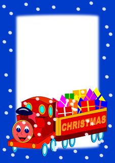 Frame With Christmas Train Stock Photography