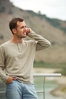 Handsome Man With Mobile Phone Stock Image Handsome Man With Mobile Phone Stock Image