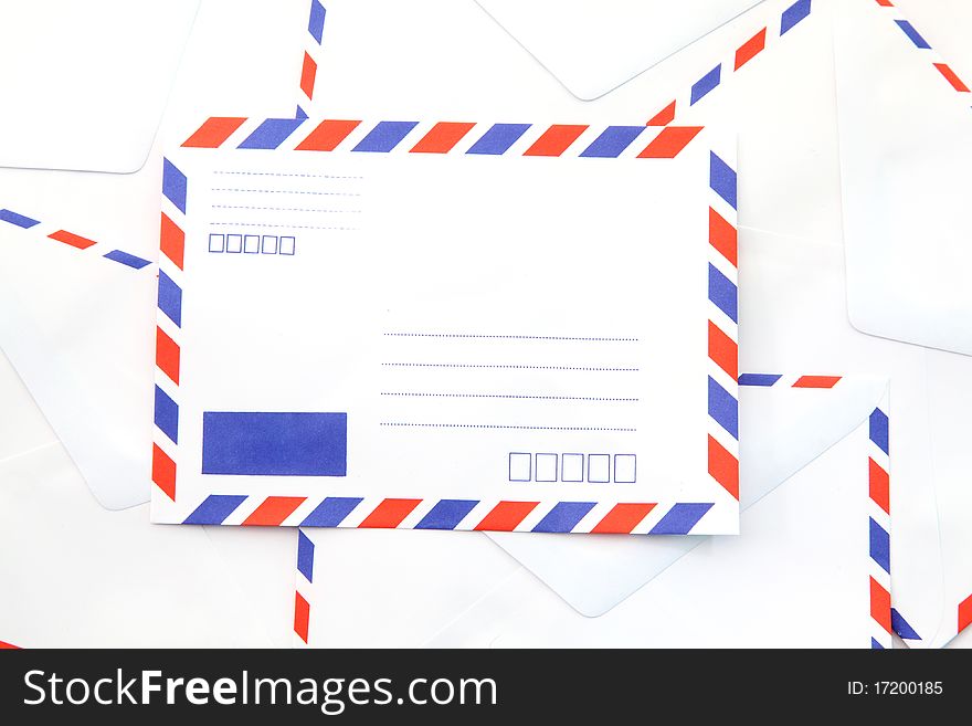 Heap of isolated air mail envelope. Heap of isolated air mail envelope