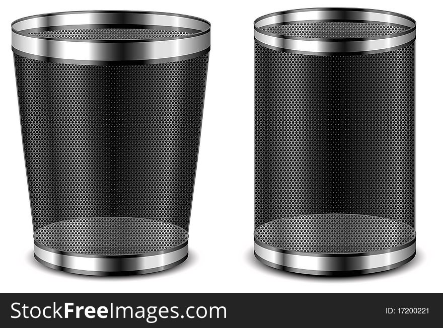 Empty recycle bins isolated on white background,  illustration