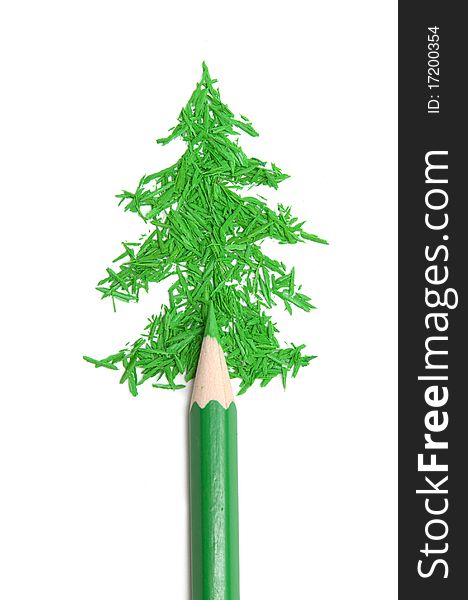 Fur-tree from crumbs and a green pencil as a basis