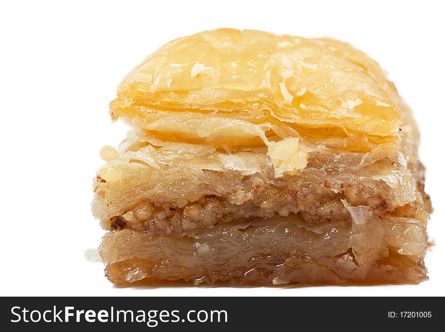 Closeup view of oriental sweet isolated on the white background