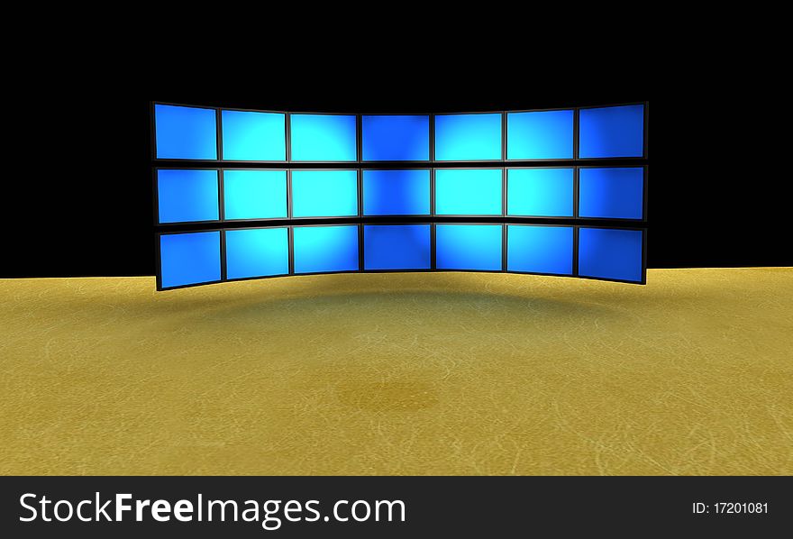 Flat Screen Monitor wall on a white background. Flat Screen Monitor wall on a white background