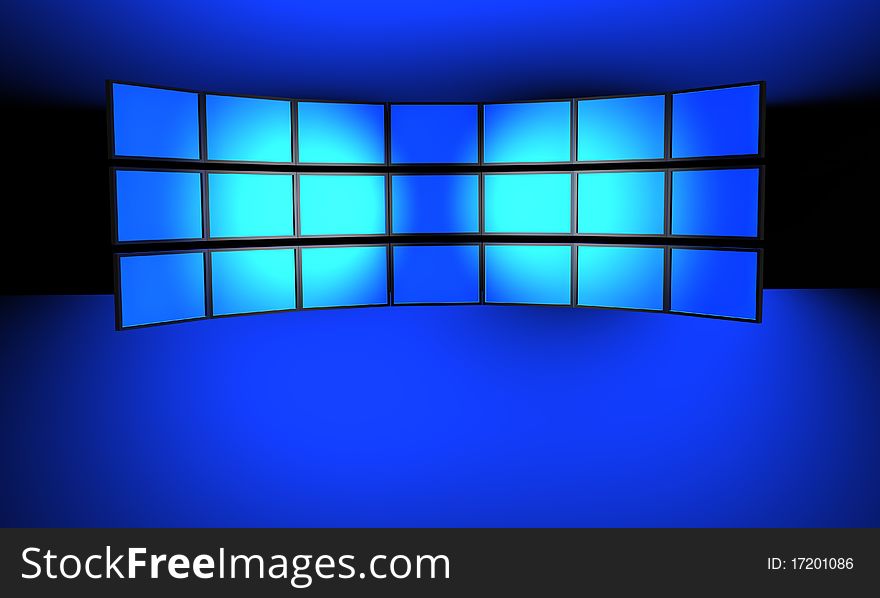 Flat Screen Monitor wall on a white background. Flat Screen Monitor wall on a white background