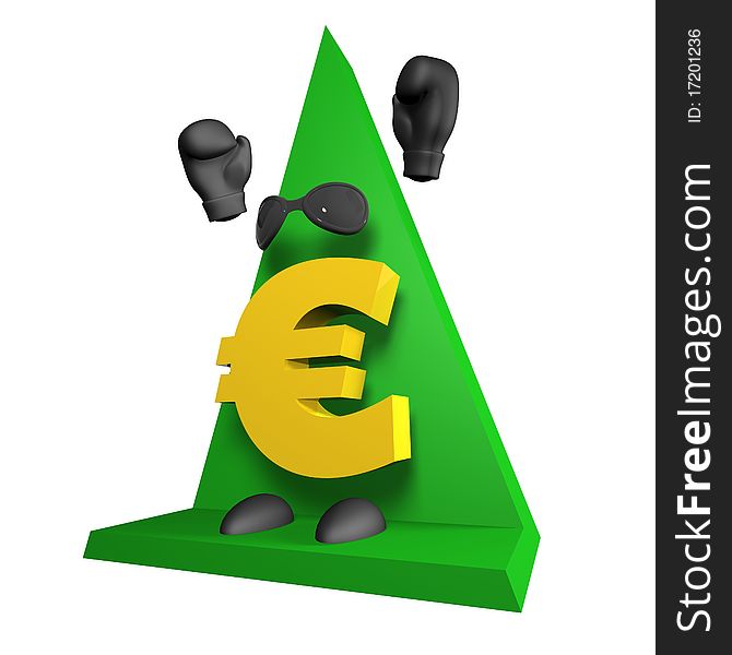 Symbol of euro in the form of the boxer in 3D. Symbol of euro in the form of the boxer in 3D