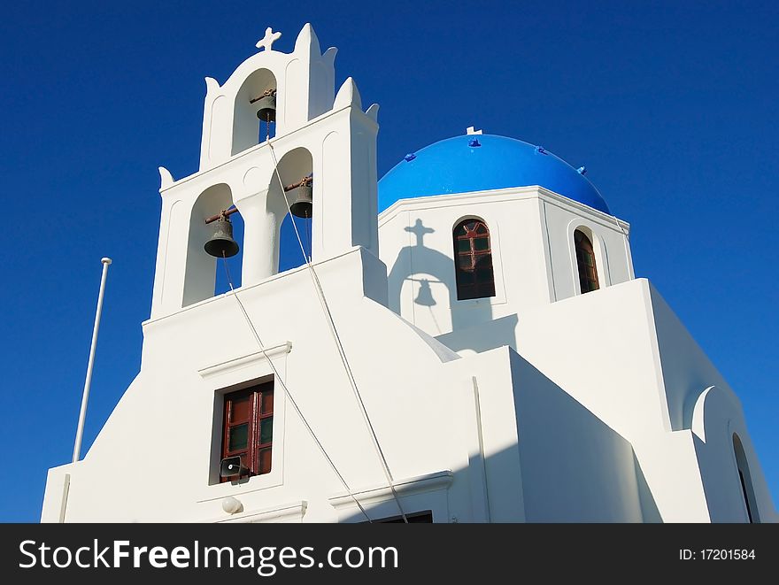 Blue church on santorini island greece. Blue church on santorini island greece