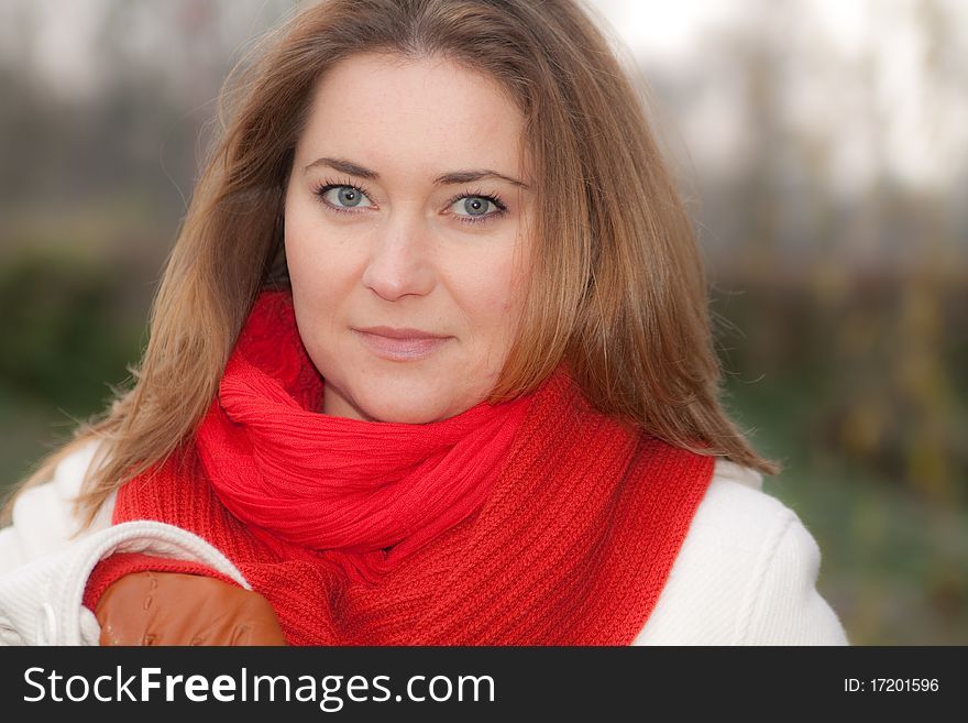 Woman Wearing A Red Scarf