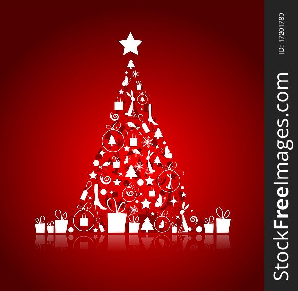 Christmas tree beautiful for your design, vector illustration