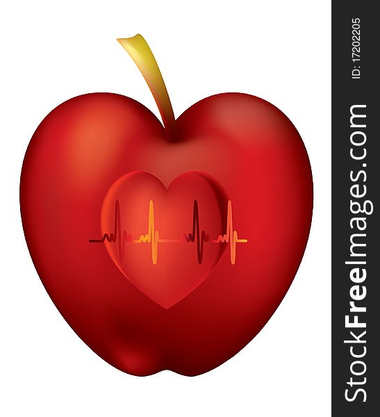 An apple with a healthy heart inside. An apple with a healthy heart inside