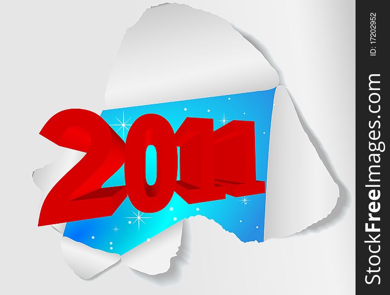New year label - Hole in the sheet of paper. Vector. New year label - Hole in the sheet of paper. Vector.