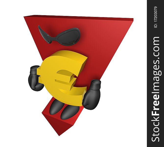 Symbol of euro in the form of the boxer in 3D. Symbol of euro in the form of the boxer in 3D