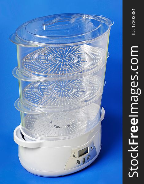 Multi-Tier Food Steamer isolated on blue background