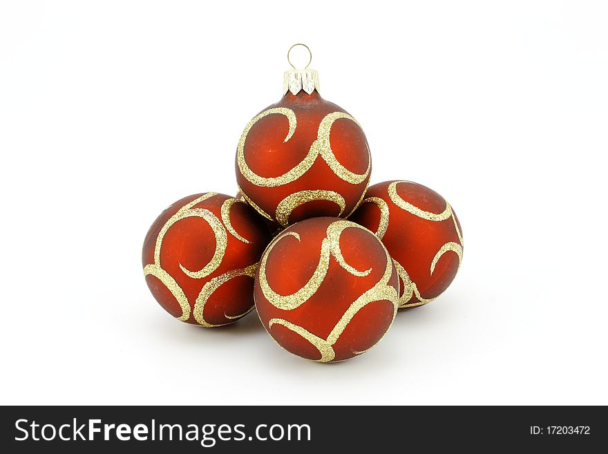 Spheres red on a white background
