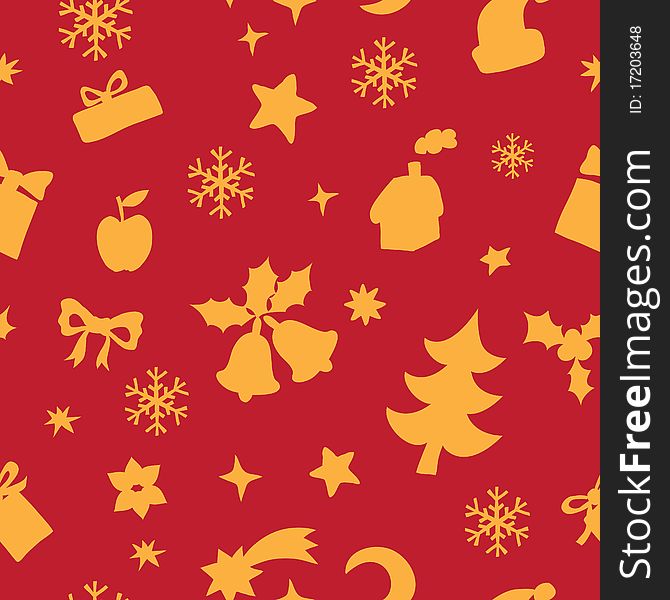 Seamless pattern of Christmas and New Year elements