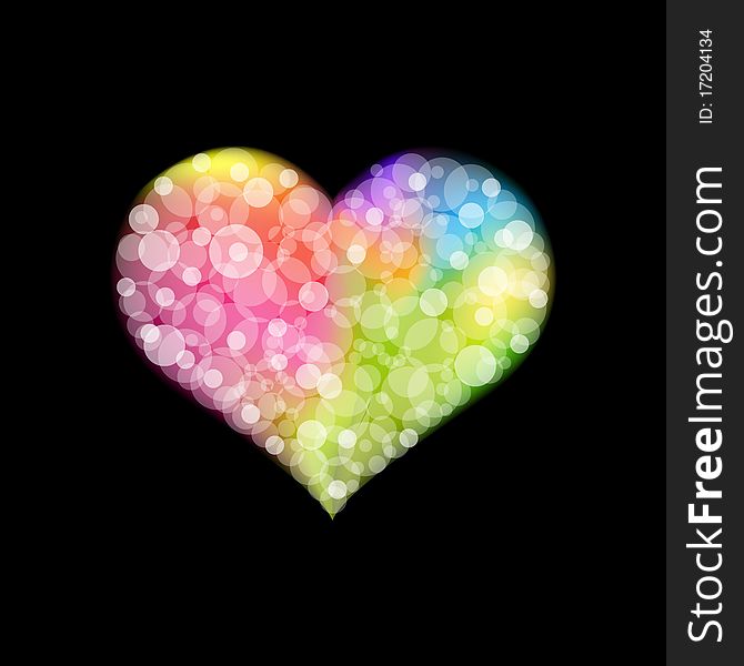 Abstract Heart  From Bokeh, Isolated On Black Background, Vector Illustration. Abstract Heart  From Bokeh, Isolated On Black Background, Vector Illustration