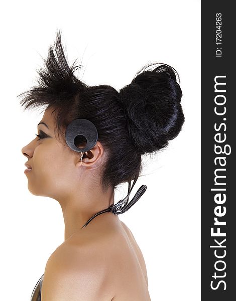 Female profile with a hair fashion , isolated