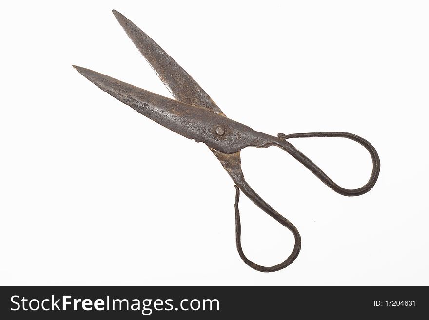 Old Scissors Isolated On The White Background