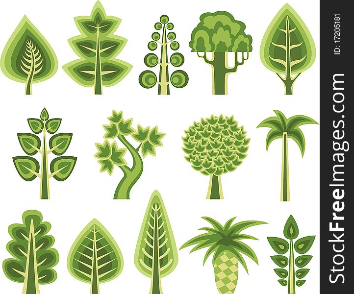 Various  for vector tree on a white background