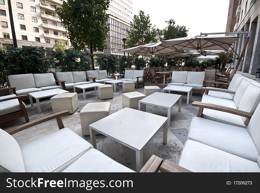 Armchairs and chairs for outdoor bar and restaurant with gazebo. Armchairs and chairs for outdoor bar and restaurant with gazebo