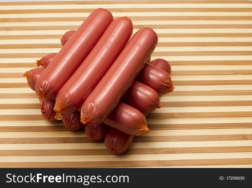 Sausages on the kitchen table