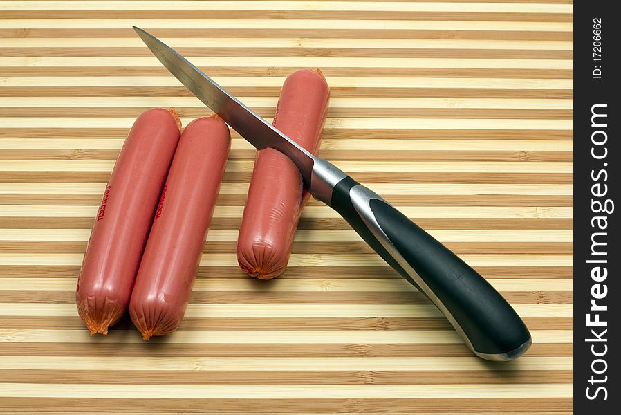 Sausages on the kitchen table