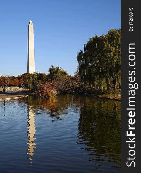 Washington National Memorial and its reflection in the lake. Washington National Memorial and its reflection in the lake.