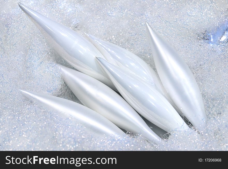 White Christmas tree ornament icicles. White Christmas tree ornament icicles