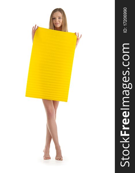Young Woman With Yellow Sheet Of Paper