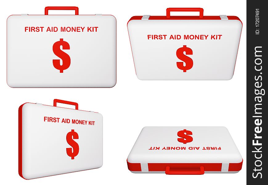 Set of first aid money (dollar) kit on isolated background. Set of first aid money (dollar) kit on isolated background.