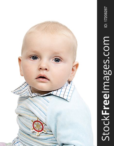 Portrait of a charming baby on a white isolated background