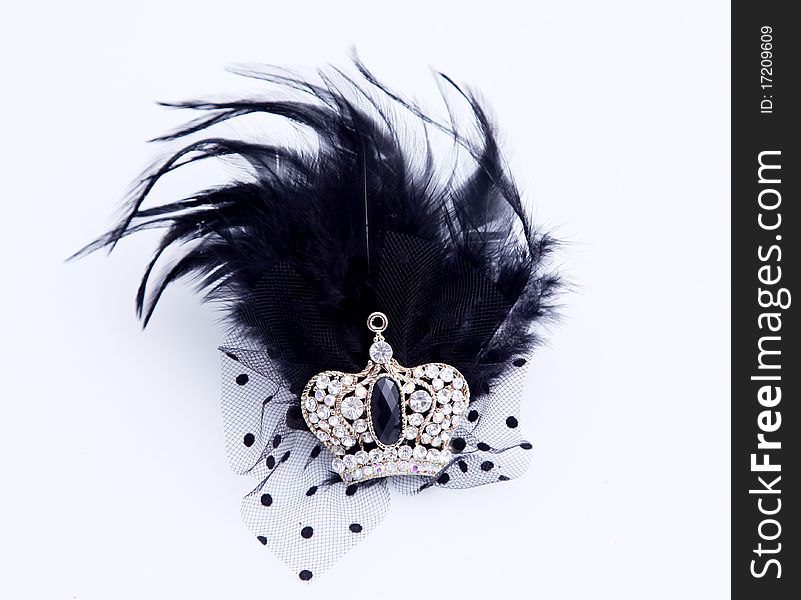 Black feather headdress small diamond crown. Black feather headdress small diamond crown