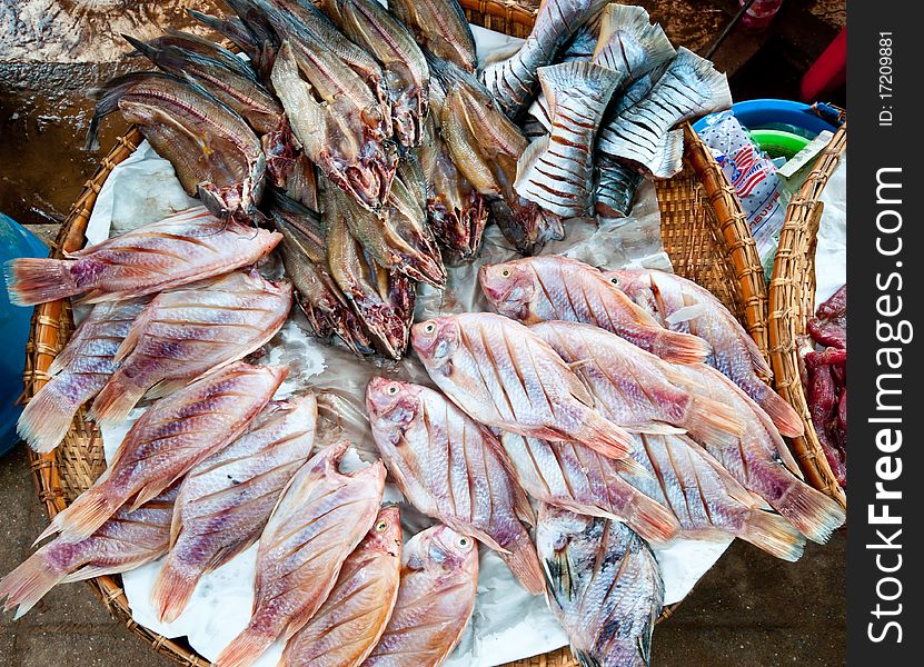 The Dried fish at the market