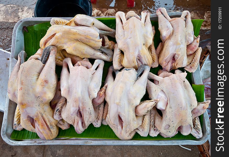 The Raw fresh chicken at the market