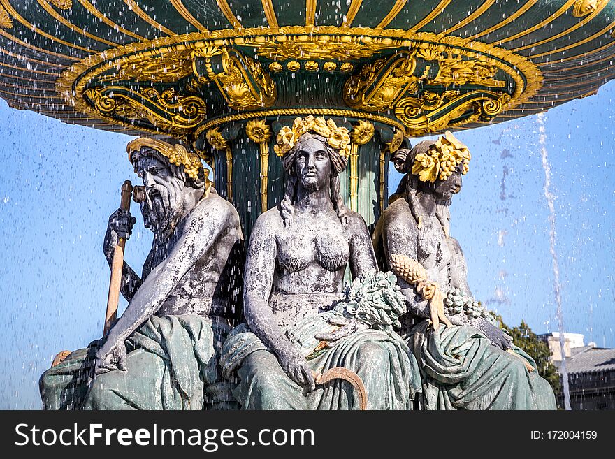 Fountain of the Seas detail, Concorde Square, Paris