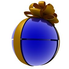 Blue Gift Sphere With Gold Ribbon Royalty Free Stock Photography Blue Gift Sphere With Gold Ribbon Royalty Free Stock Photography