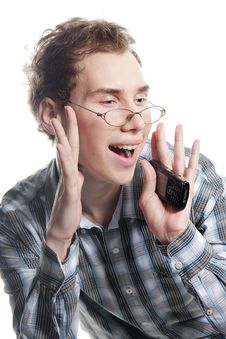 Young Handsome Man With Phone Stock Images