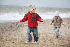 Children Running On Beach Stock Image Children Running On Beach Stock Image