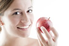 Beauty With A Red Apple Red Apple Royalty Free Stock Photos Beauty With A Red Apple Red Apple Royalty Free Stock Photos