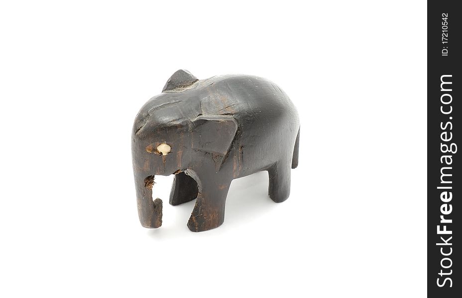 An ebony elephant isolated on a white background