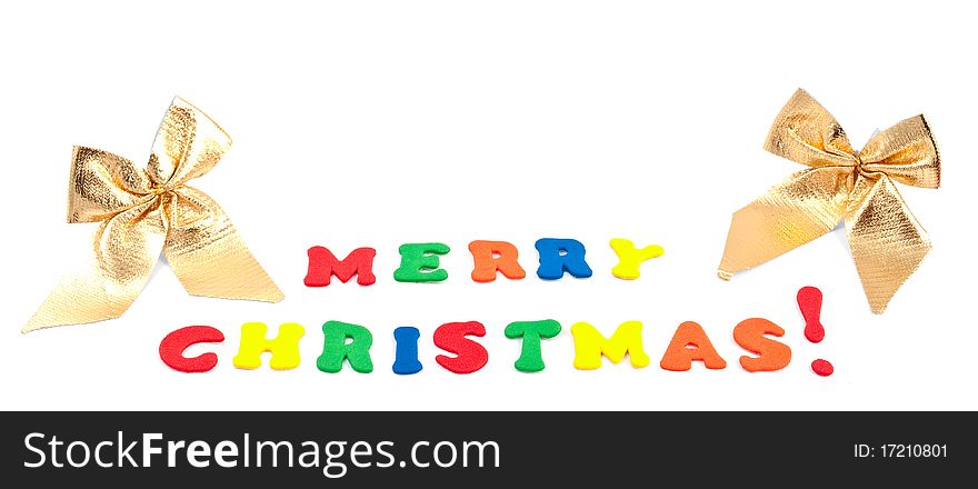 Christmas decorations - Merry Christmas and bows on a white background