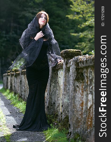 Beauty woman in black dress