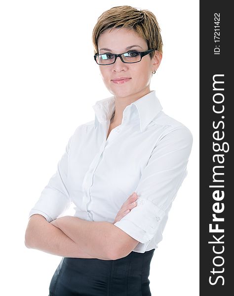 Business woman over white background