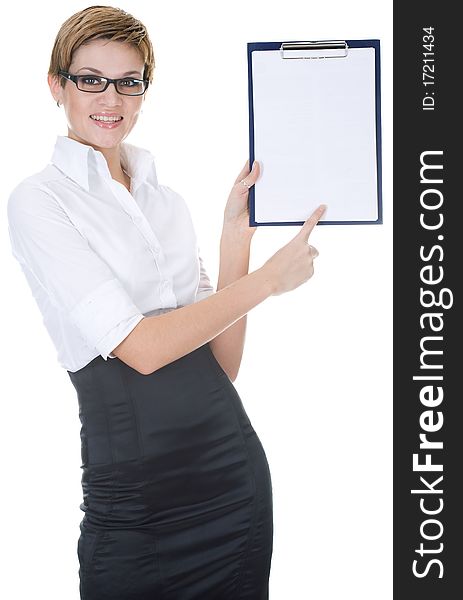 Business woman over white background