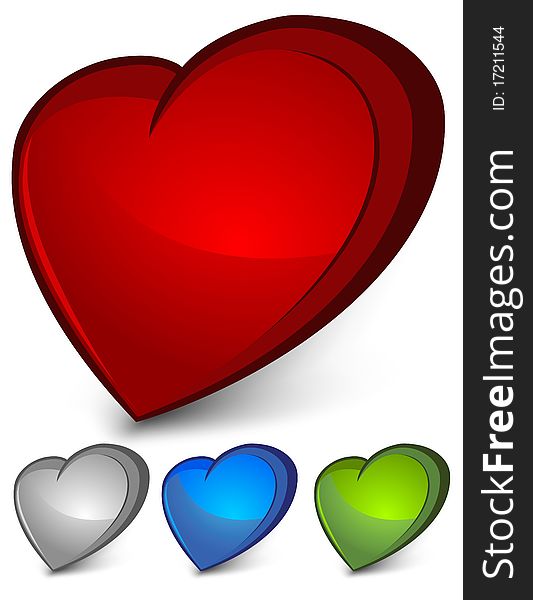 Valentine color hearts on white background,  illustration