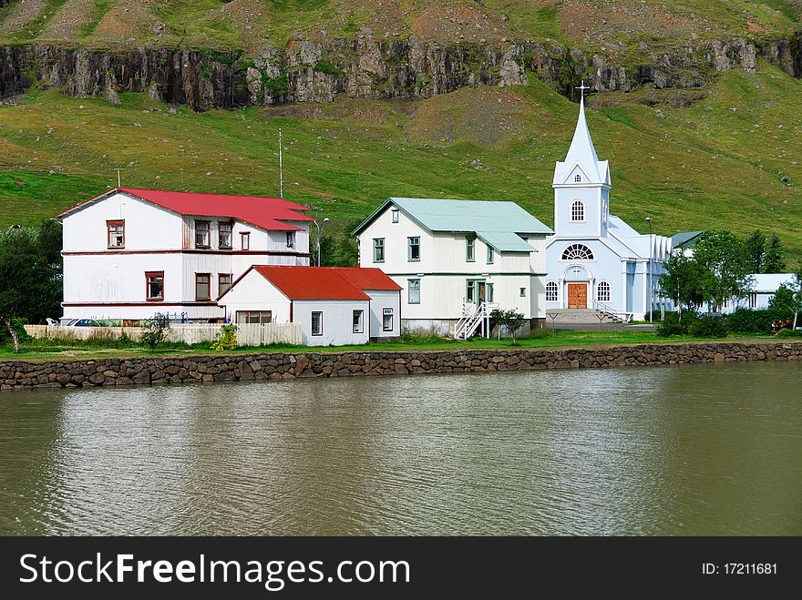 Some buildings in the village of Seydisfjordur in Iceland. Some buildings in the village of Seydisfjordur in Iceland