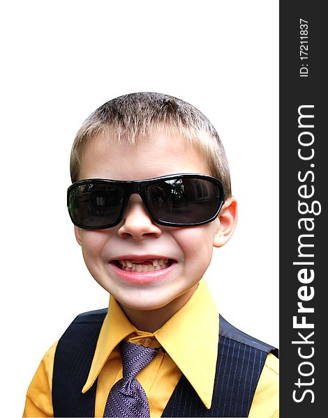 A boy student smiling with glasses