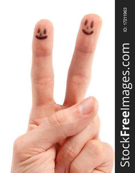 Hand with smileys on fingertips