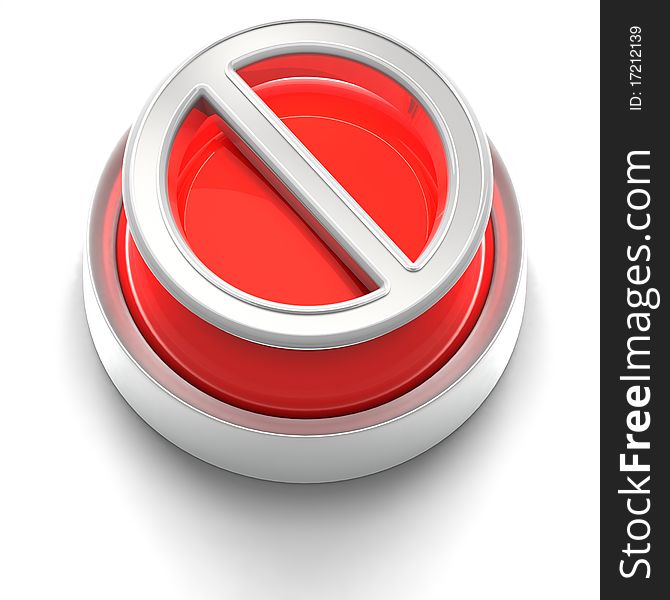 3D rendered illustration of button icon with Restriction symbol. 3D rendered illustration of button icon with Restriction symbol