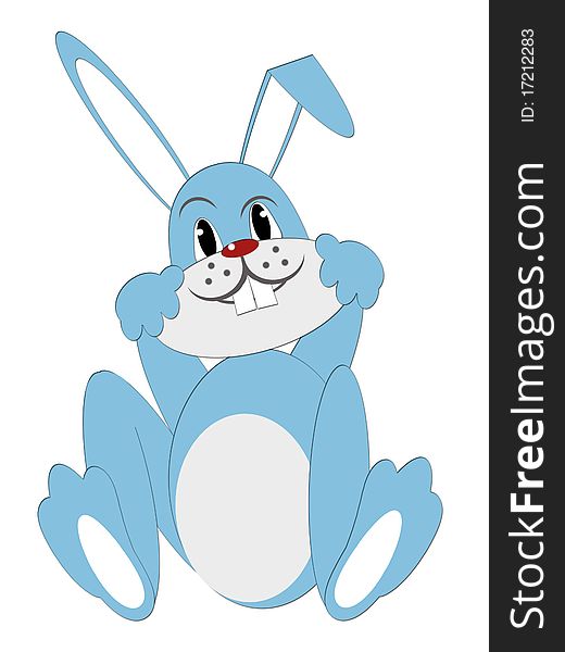 Blue rabbit on white background. Blue rabbit on white background